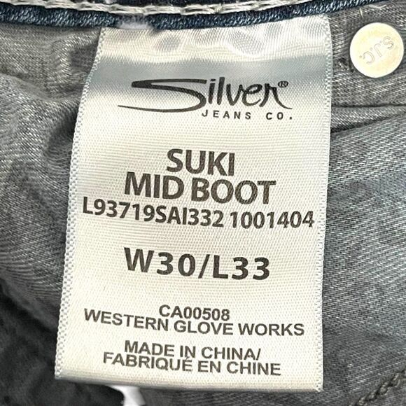 SILVER Suki Distressed Fluid Denim Mid Rise Bootcut Jeans 30 - Picture 7 of 12